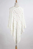 Fringe Openwork Surplice Cape Sleeve Poncho - Trendsi - Flyclothing LLC