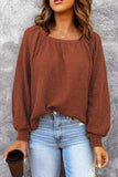 Square Neck Waffle-Knit Top - Trendsi - Flyclothing LLC