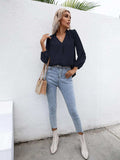 Swiss Dot Frill Trim Puff Sleeve Blouse - Trendsi - Flyclothing LLC