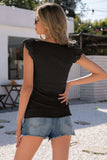 Scoop Neck Lace Cap Sleeve Tank - Trendsi - Flyclothing LLC