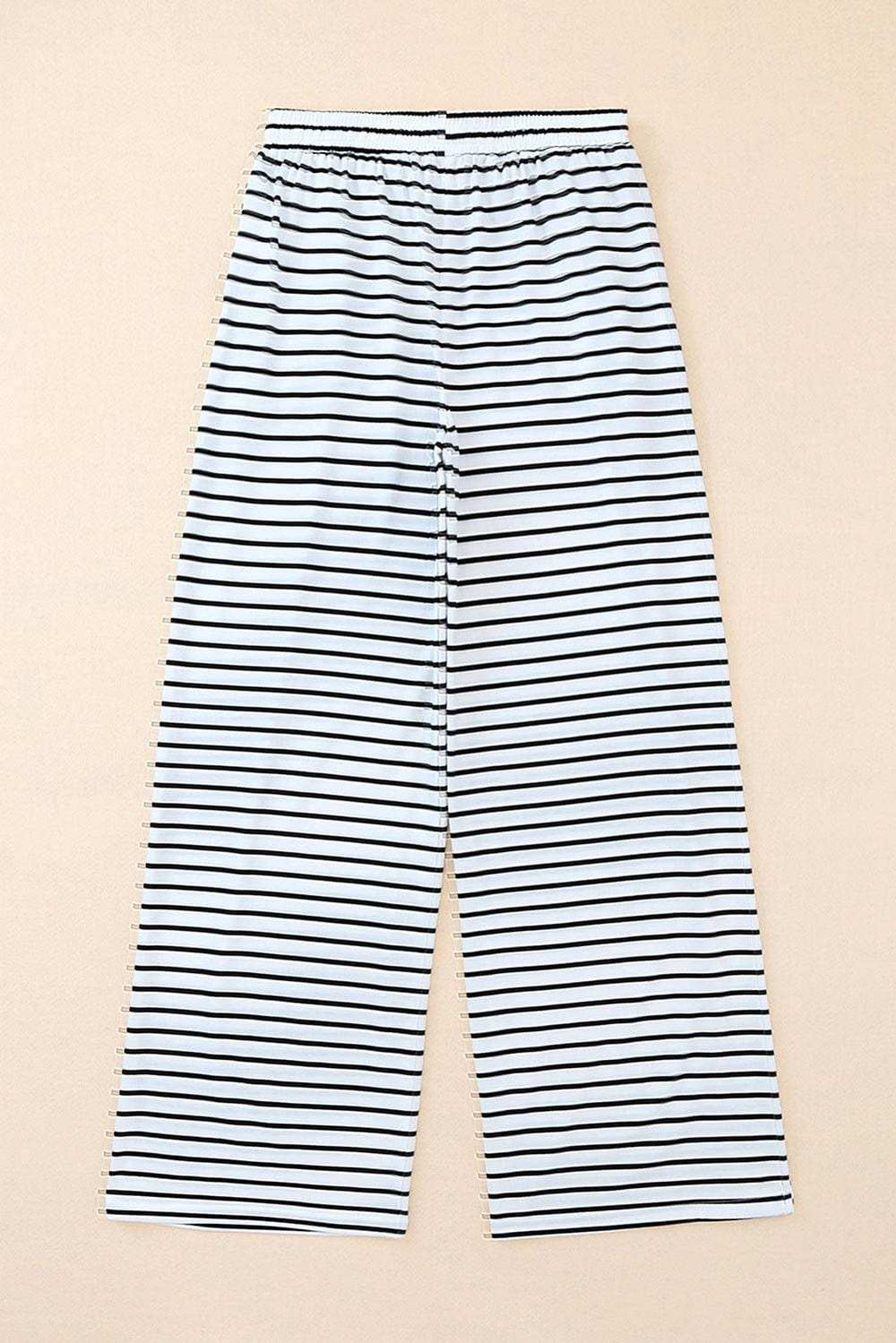 Striped Drawstring Waist Wide Leg Pants - Trendsi - Flyclothing LLC