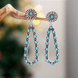 Flower Artificial Turquoise Teardrop Earrings - Trendsi - Flyclothing LLC