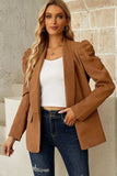 Puff Sleeve Shawl Collar Blazer - Trendsi - Flyclothing LLC