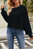 Round Neck Dropped Shoulder Sweater - Trendsi - Flyclothing LLC