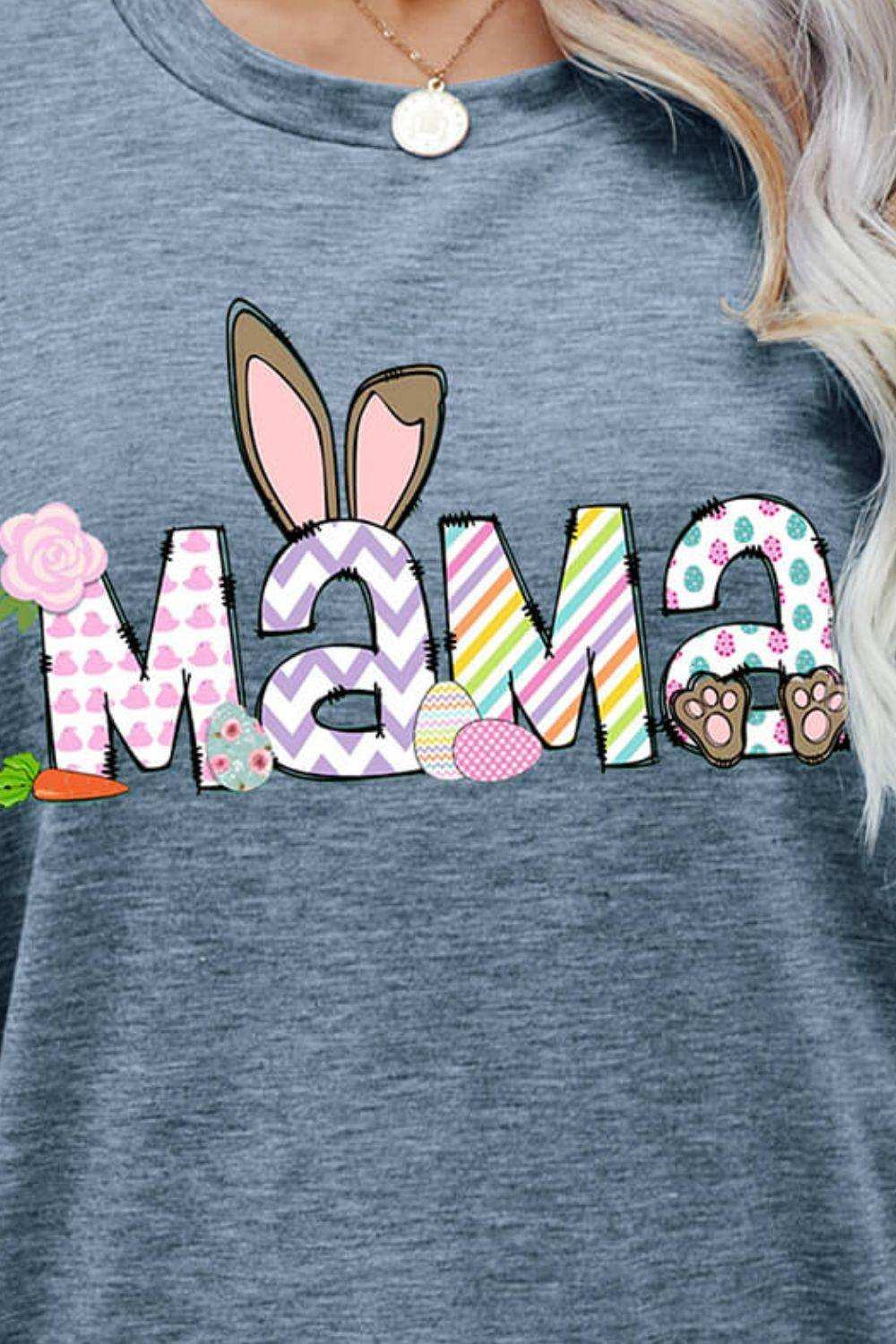 Easter MAMA Graphic Round Neck T-Shirt - Trendsi - Flyclothing LLC