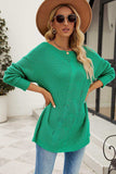 Boat Neck Dropped Shoulder Knit Top - Trendsi - Flyclothing LLC