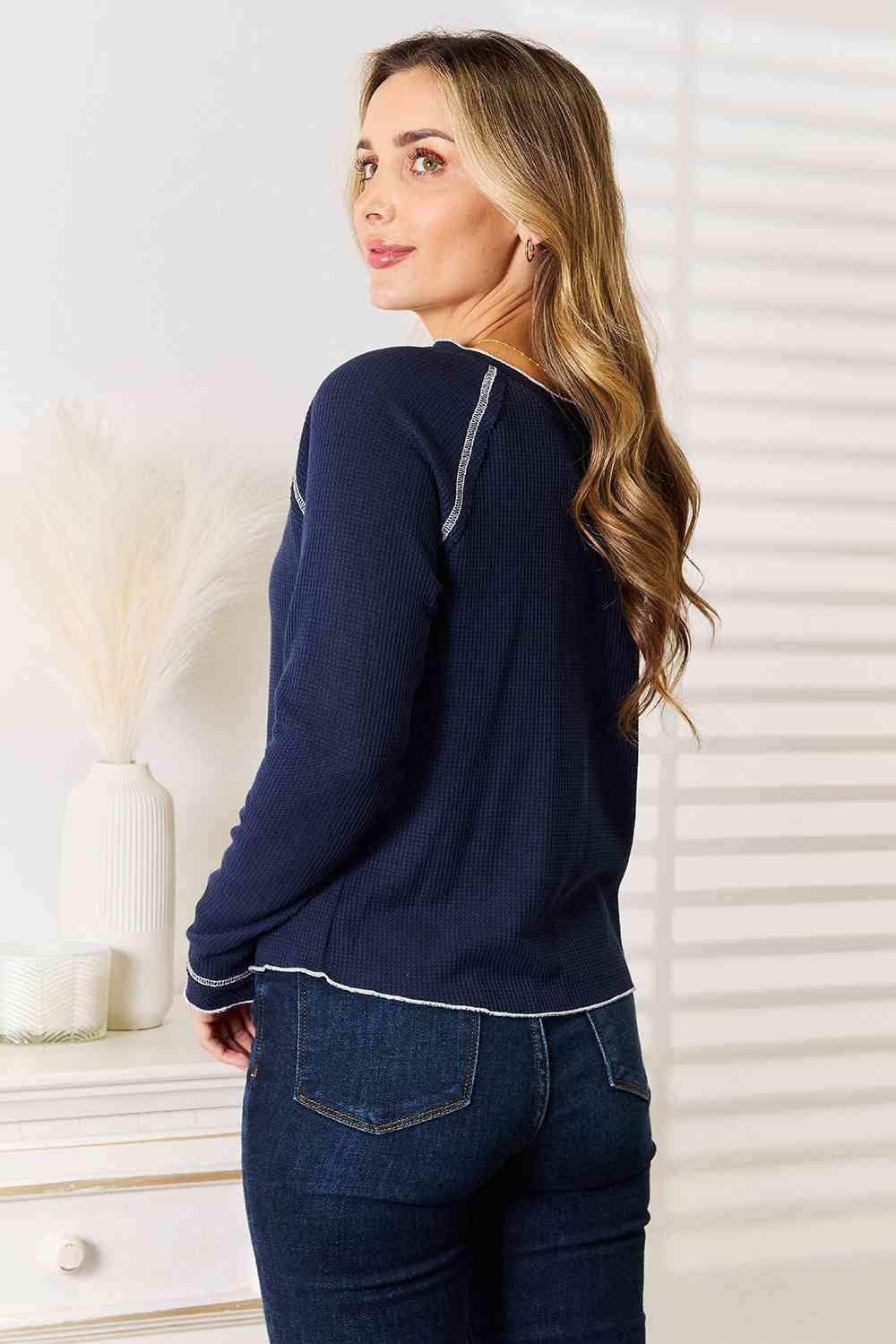 Basic Bae Long Raglan Sleeve Round Neck Top - Trendsi - Flyclothing LLC