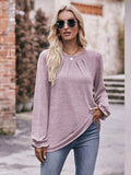 Long Flounce Sleeve Round Neck Blouse - Trendsi - Flyclothing LLC