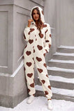 Fuzzy Heart Zip Up Hooded Lounge Jumpsuit - Trendsi - Flyclothing LLC