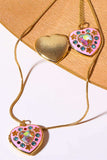 Rhinestone Decor Heart Box Pendant Necklace - Trendsi - Flyclothing LLC