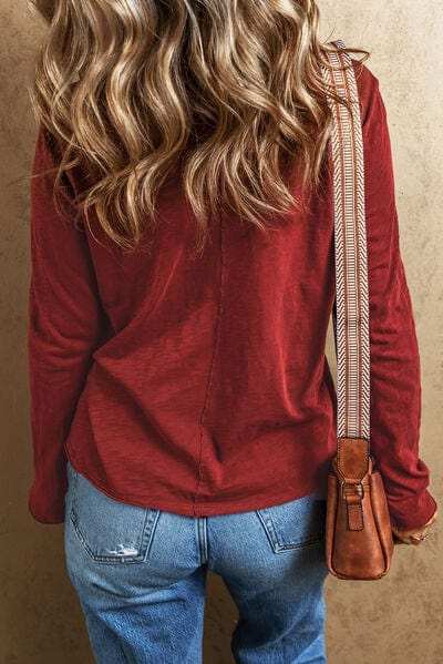 Sequin Heart V-Neck Long Sleeve T-Shirt - Trendsi - Flyclothing LLC