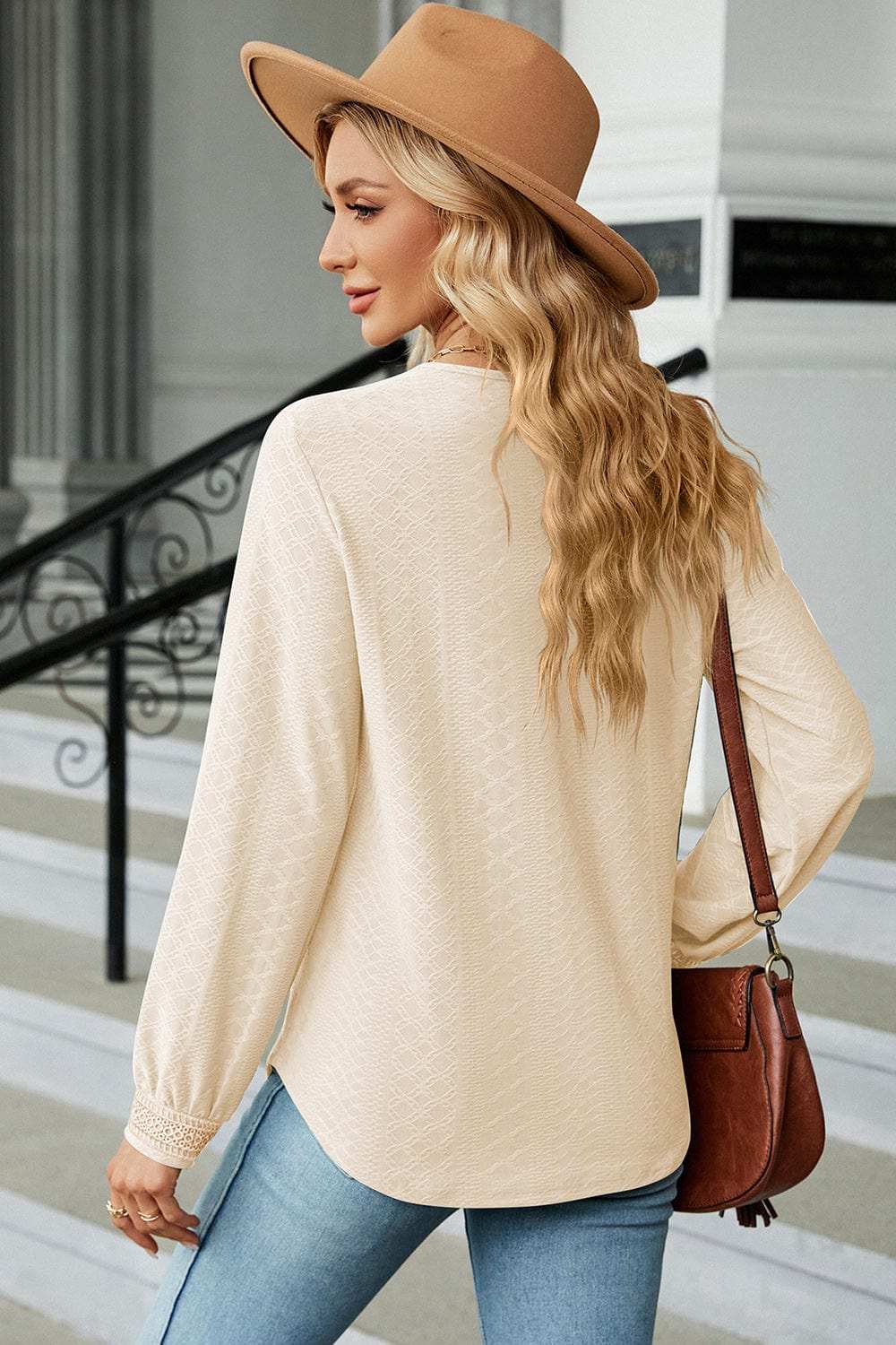 V-Neck Long Sleeve T-Shirt - Trendsi - Flyclothing LLC