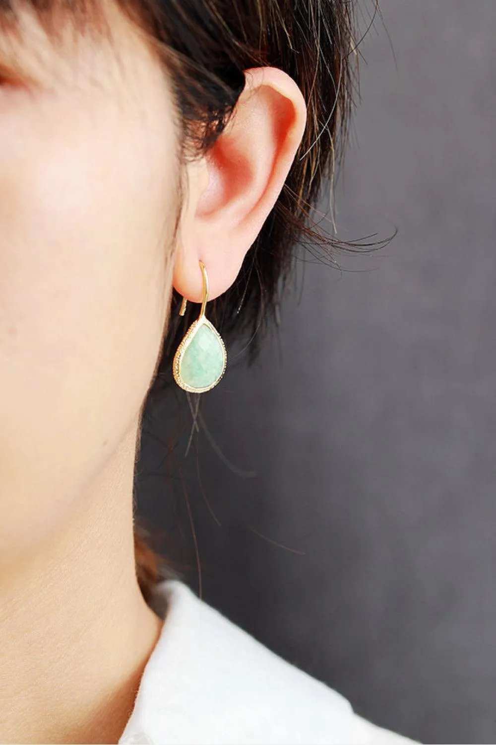 Handmade Natural Stone Teardrop Earrings - Trendsi - Flyclothing LLC
