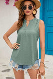 Eyelet Notched Sleeveless Top - Trendsi - Flyclothing LLC