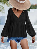 Puff Sleeve Babydoll Blouse - Trendsi - Flyclothing LLC