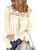 Cutout Square Neck Long Sleeve Blouse - Trendsi - Flyclothing LLC