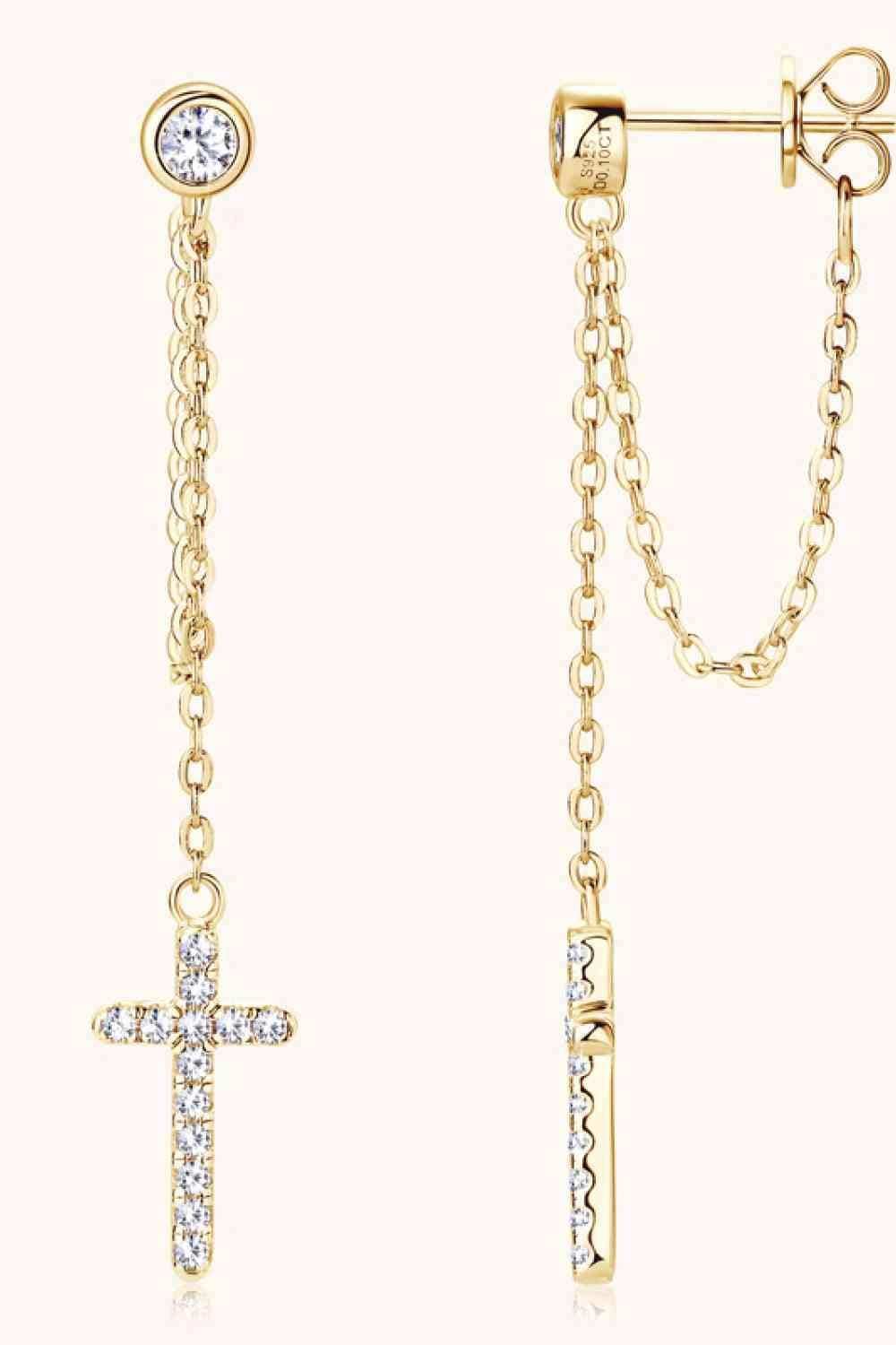Moissanite 925 Sterling Silver Cross Earrings - Trendsi - Flyclothing LLC