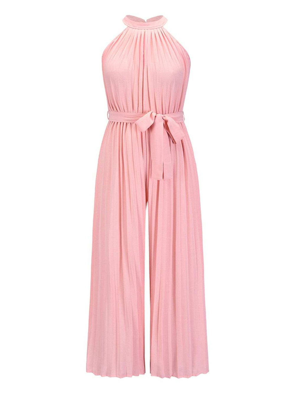 Cutout Tied Pleated Sleeveless Jumpsuit - Trendsi - Flyclothing LLC