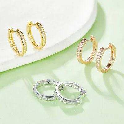 Moissanite 925 Sterling Silver Huggie Earrings - Trendsi - Flyclothing LLC