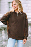 Ribbed Exposed Seam Dropped Shoulder Blouse - Trendsi - Flyclothing LLC