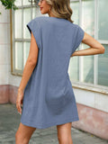 Round Neck Cap Sleeve Dress - Trendsi - Flyclothing LLC