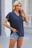 V-Neck Short Sleeve T-Shirt - Trendsi - Flyclothing LLC