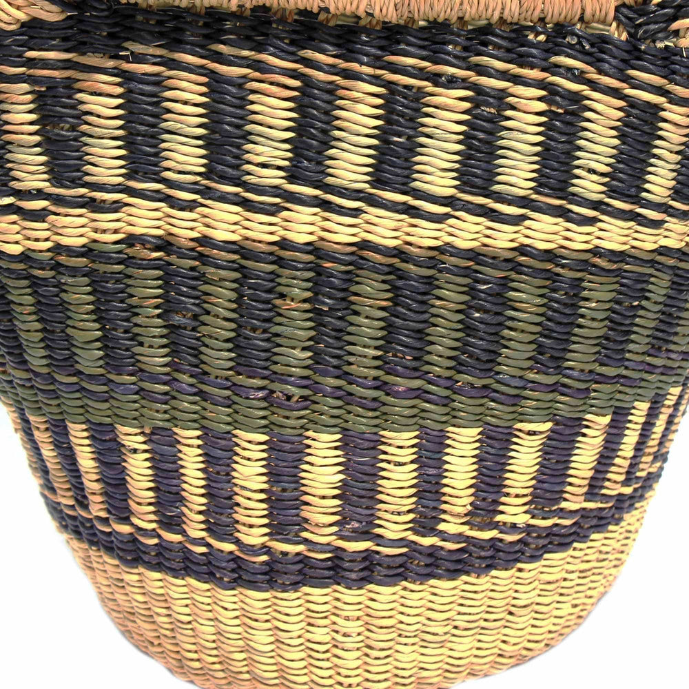 Bolga Tote, Neutrals with Leather Handle - 14-inch - Gitzell - Flyclothing LLC