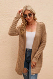 Openwork Horizontal Ribbing Open Front Cardigan - Trendsi - Flyclothing LLC