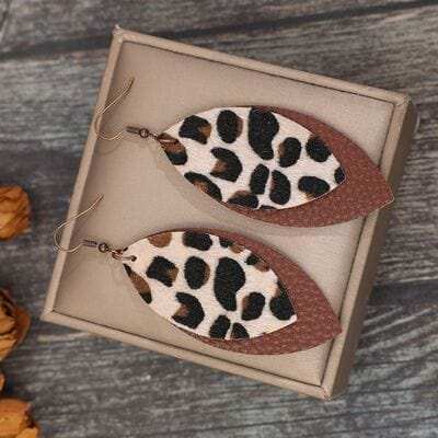 Leaf Shape Leather Dangle Earrings - Trendsi - Flyclothing LLC