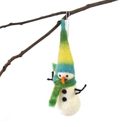 Hand Felted Christmas Ornament: Snowman - Global Groove (H) - Flyclothing LLC