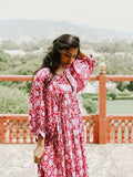 Floral Tie Neck Lantern Sleeve Dress - Trendsi - Flyclothing LLC