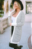 Striped Open Front Longline Cardigan - Trendsi - Flyclothing LLC