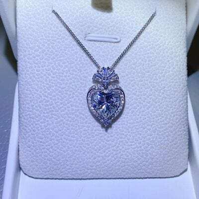 3 Carat Moissanite 925 Sterling Silver Heart Pendant Necklace - Trendsi - Flyclothing LLC