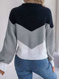 Color Block Dropped Shoulder Sweater - Trendsi - Flyclothing LLC