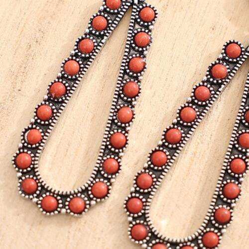 Alloy Beaded Teardrop Earrings - Trendsi - Flyclothing LLC