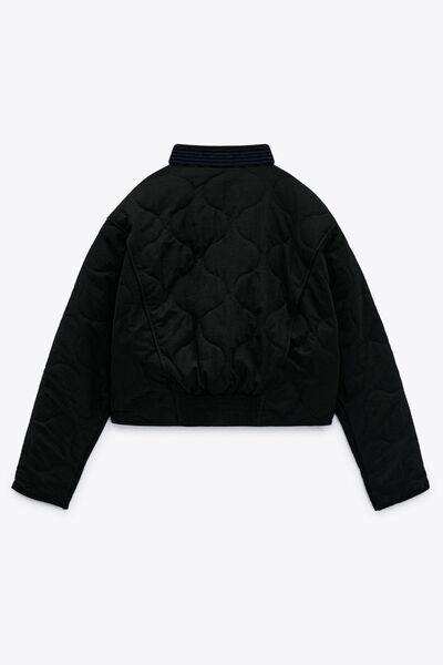 Snap Down Baseball Collar Jacket - Trendsi - Flyclothing LLC