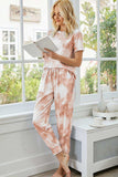 Tie-Dye Round Neck Short Sleeve Top and Pants Lounge Set - Trendsi - Flyclothing LLC