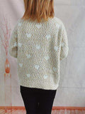 Heart Heathered Turtleneck Drop Shoulder Sweater - Trendsi - Flyclothing LLC