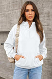 Quarter Zip Dropped Shoulder Sweatshirt - Trendsi - Flyclothing LLC