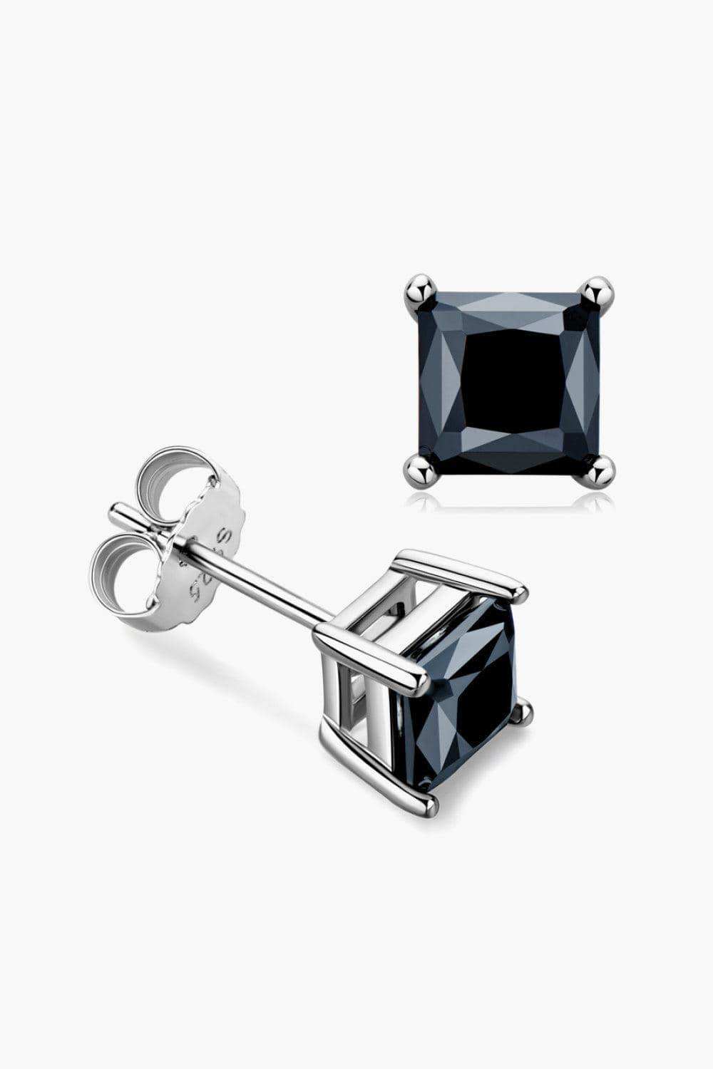 925 Sterling Silver Square Moissanite Stud Earrings - Trendsi - Flyclothing LLC