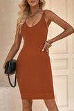 Ribbed Sleeveless V-Neck Dress - Trendsi - Flyclothing LLC