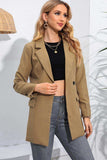 Lapel Neck Long Sleeve Blazer with Pockets - Trendsi - Flyclothing LLC