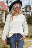 Eyelet Round Neck Long Sleeve T-Shirt - Trendsi - Flyclothing LLC