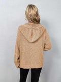 Button-Down Long Sleeve Hooded Sweater - Trendsi - Flyclothing LLC