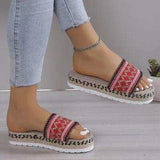 Geometric Weave Platform Sandals - Trendsi - Flyclothing LLC
