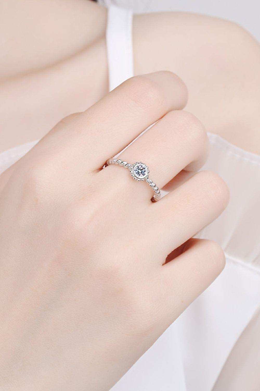 Moissanite Rhodium-Plated Ring - Trendsi - Flyclothing LLC