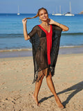 Contrast Fringe Trim Openwork Cover-Up Dress - Trendsi - Flyclothing LLC