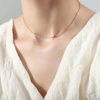 18K Gold-Plated Oil Drip Bead Necklace - Trendsi - Flyclothing LLC