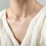 18K Gold-Plated Oil Drip Bead Necklace - Trendsi - Flyclothing LLC