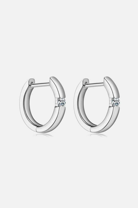 Moissanite 925 Sterling Silver Huggie Earrings - Trendsi - Flyclothing LLC